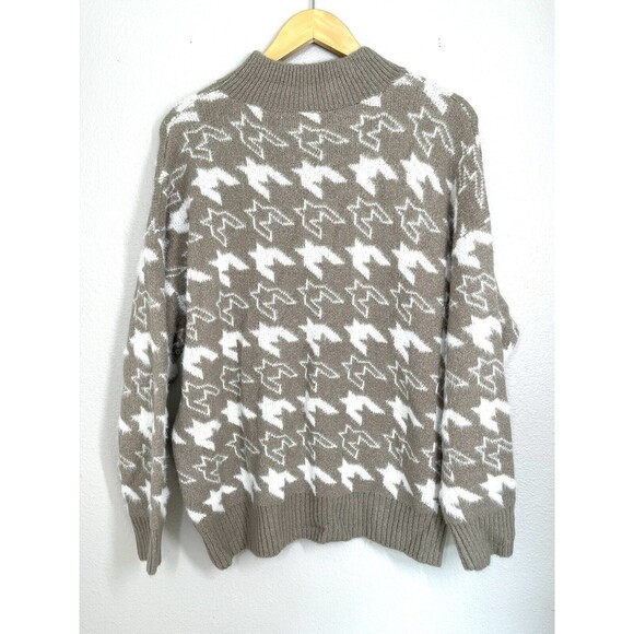 NWT Dreamers By Debut Boutique Taupe Houndstooth Sweater Super Soft Women's Sz L - Picture 8 of 11